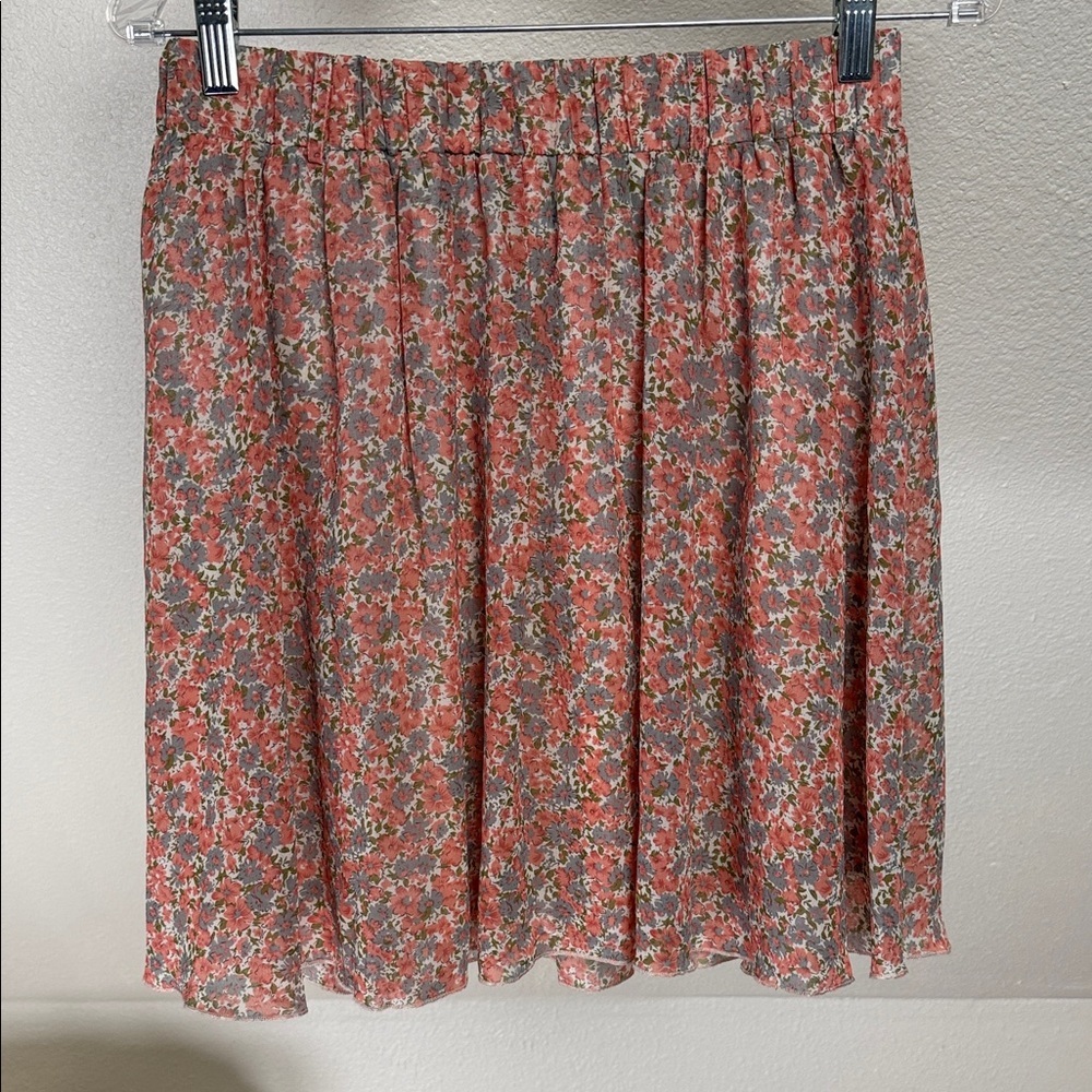 REMAIN Pink and Gray Flowy Mini Skirt. Size Medium